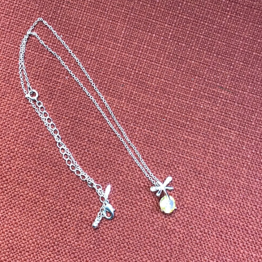 Dragonfly and stone necklace